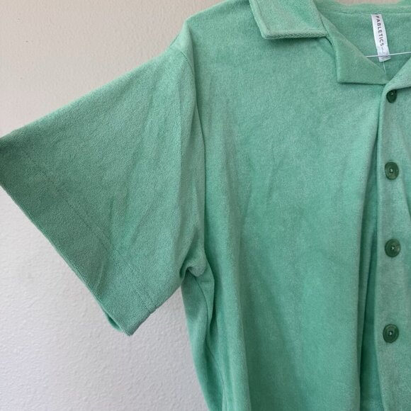 FABLETICS Mint Green Island Terry Boxy Button Up Size Large NWT Tropical Water - Picture 6 of 12